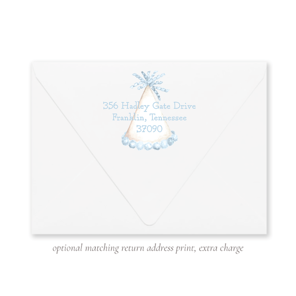 Party Hat Light Blue Birthday Invitation
