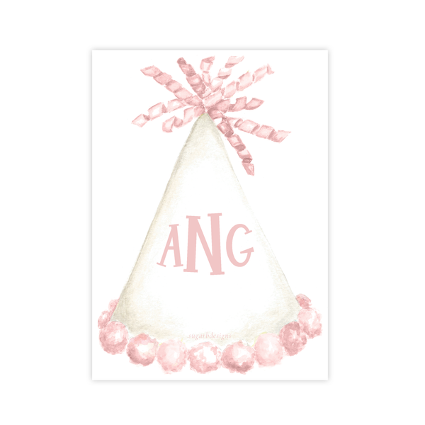 Party Hat Light Pink Birthday Invitation