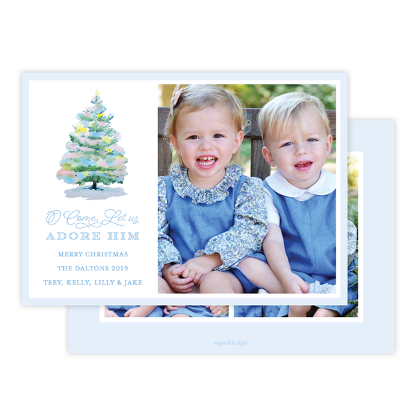 Pastel Christmas Tree Landscape Christmas Card