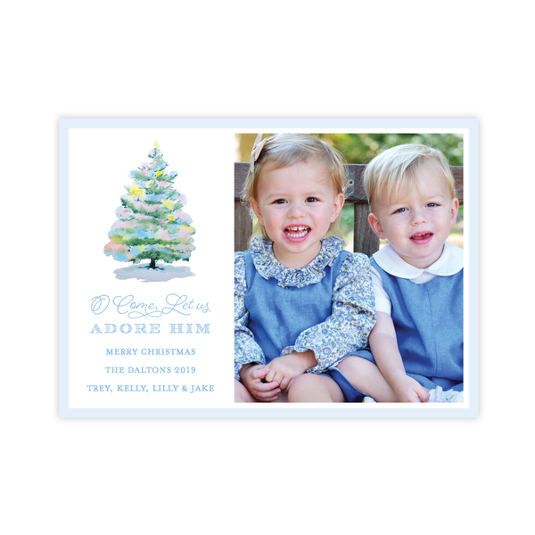 Pastel Christmas Tree Landscape Christmas Card