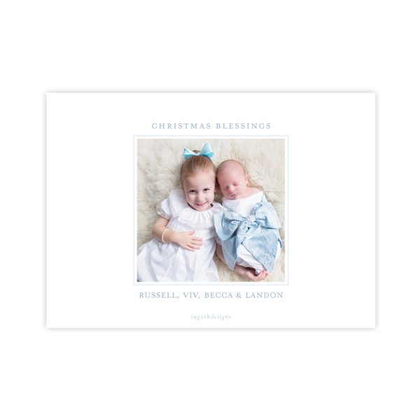 Peden Blue Birth Announcement Christmas Card
