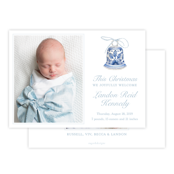 Peden Blue Birth Announcement Christmas Card