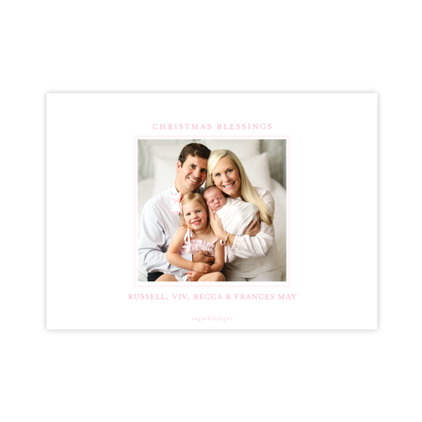 Peden Pink Birth Announcement Christmas Card