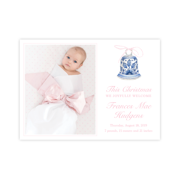 Peden Pink Birth Announcement Christmas Card