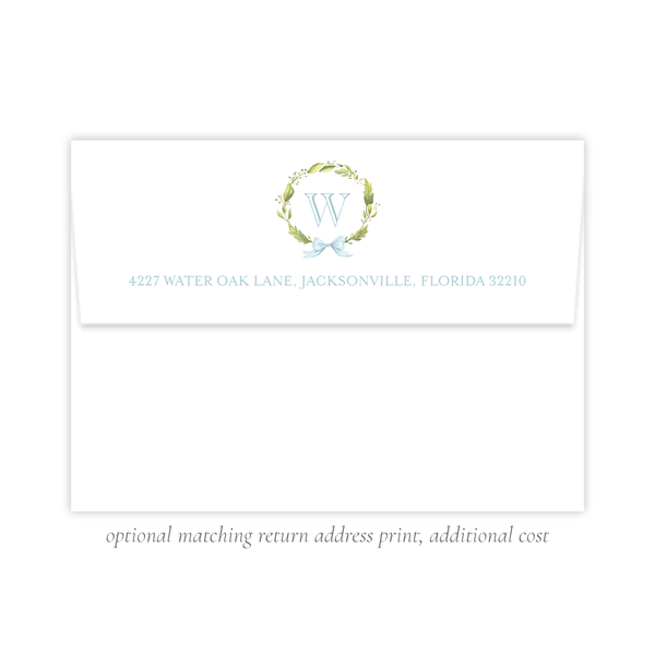 Petite Wreath Blue Birth Announcement