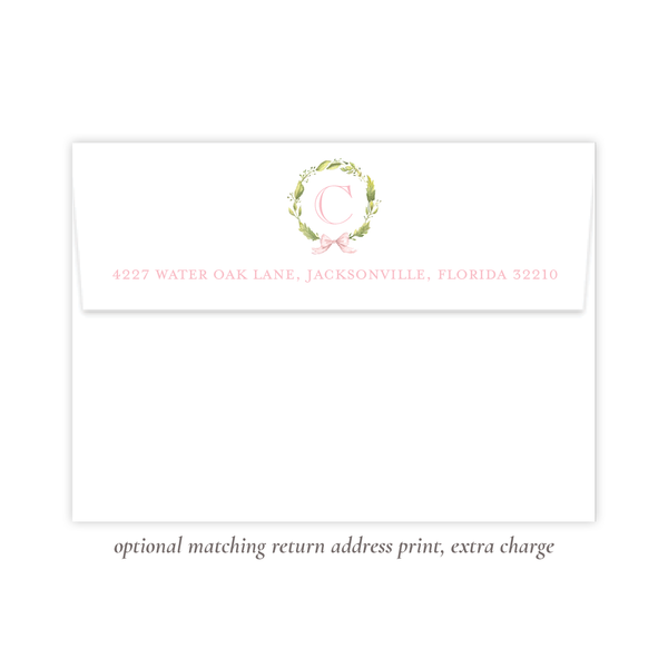 Petite Wreath Pink Birth Announcement
