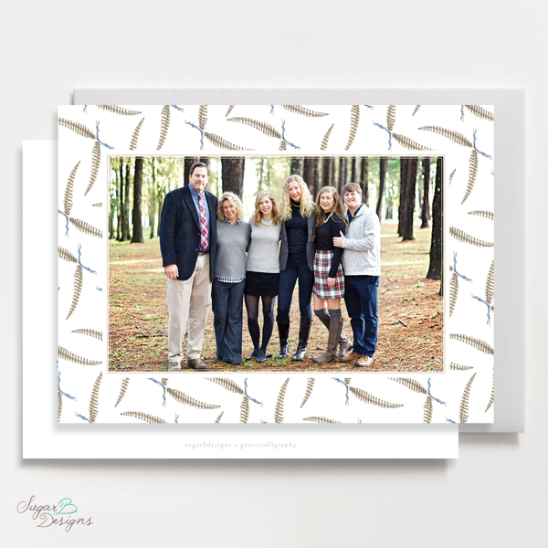 Pheasant Pattern Horizontal Christmas Card