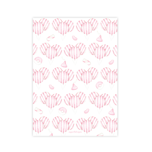 Balloon Pink Stripe Birthday Invitation