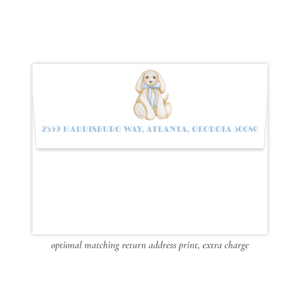 Plush Pup Blue Birthday Invitation