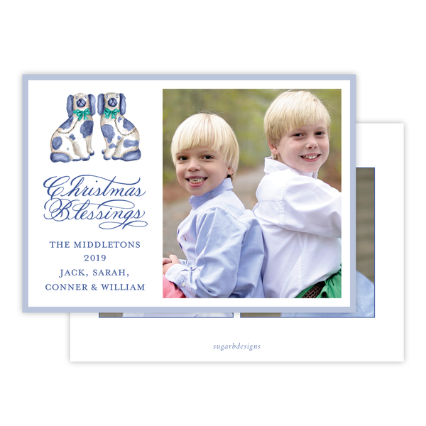 Potter Staffordshire Pair Blue and Green Landscape Christmas Card