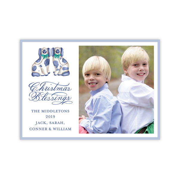 Potter Staffordshire Pair Blue and Green Landscape Christmas Card
