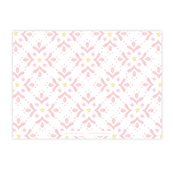 Praying Angel in Pink Horizontal Christmas Card