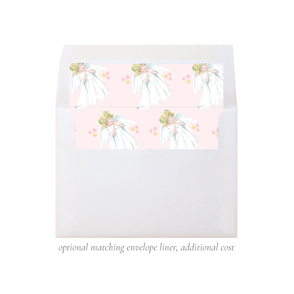 Praying Angel in Pink Horizontal Christmas Card