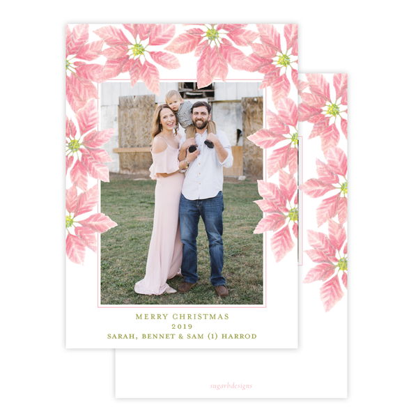 Pretty Poinsettia in Pink Christmas Card