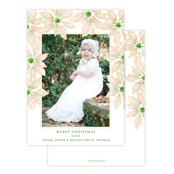 Pretty Poinsettia in White Christmas Card