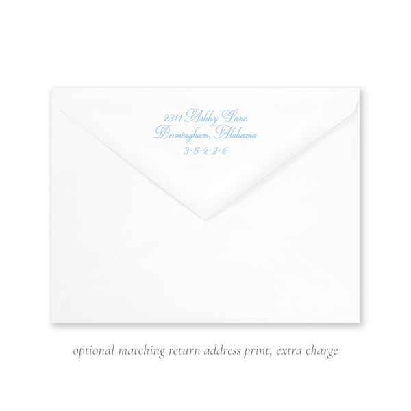 Quita Blue Triumphant Bow Letterpress Fine Paper Fold Over Stationery