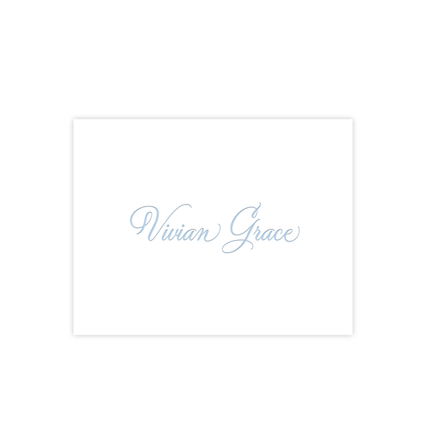 Quita Blue Triumphant Bow Letterpress Fine Paper Fold Over Stationery