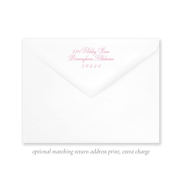 Quita Pink Triumphant Bow Letterpress Fine Paper Fold Over Stationery