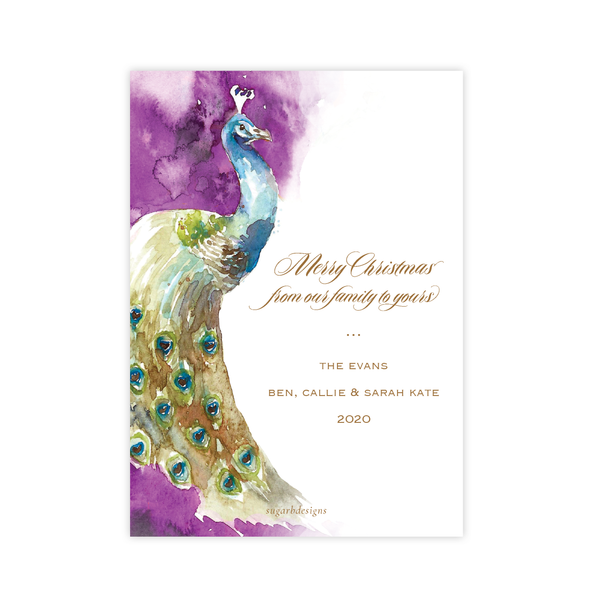 Roberson Peacock Border Christmas Card Portrait