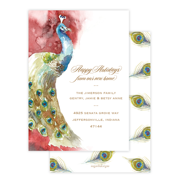 Roberson Peacock Change of Address Christmas Card