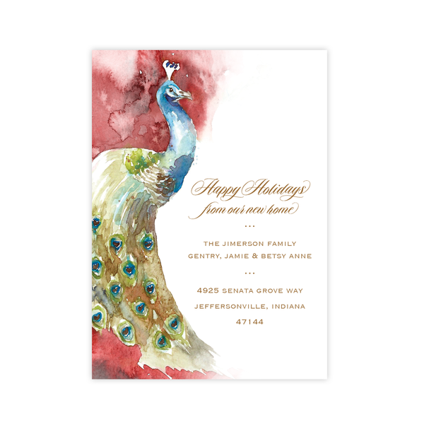 Roberson Peacock Change of Address Christmas Card