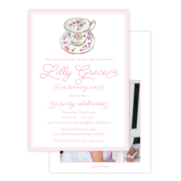Roses and Teacups Birthday Invitation