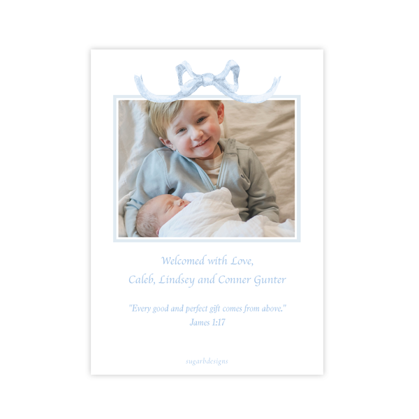 Rothblum Wreath Blue Birth Announcement