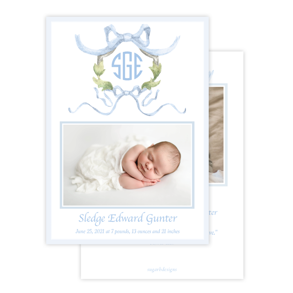 Rothblum Wreath Blue Birth Announcement