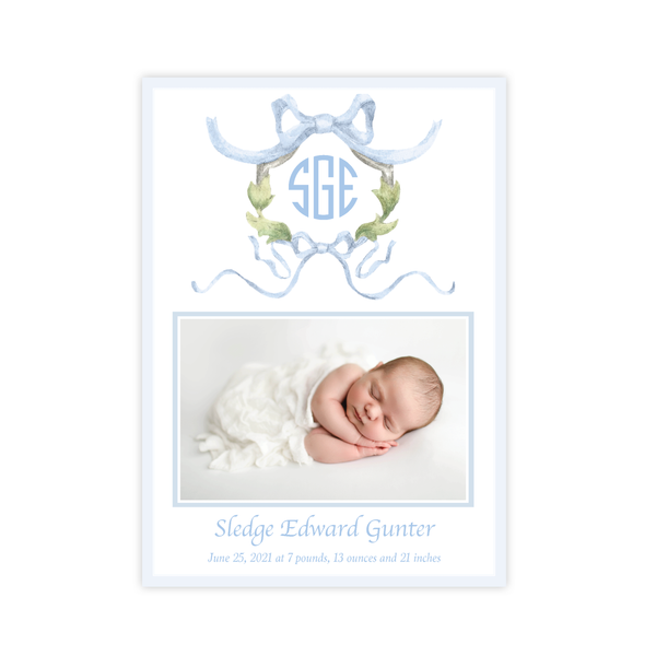 Rothblum Wreath Blue Birth Announcement