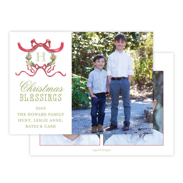 Rothblum Wreath Red Landscape Christmas Card