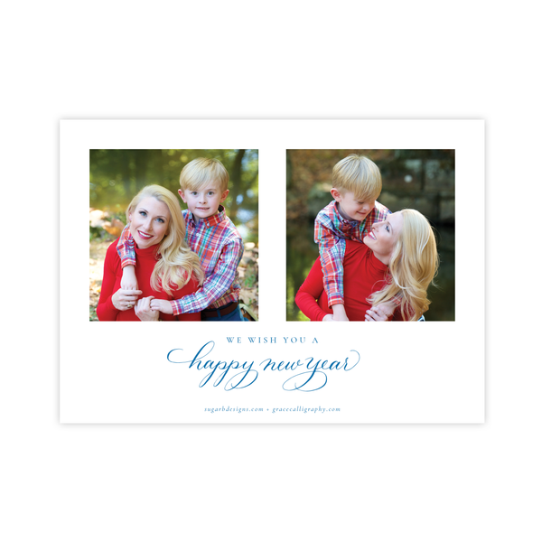 Royal Wreath Blue Landscape Christmas Card