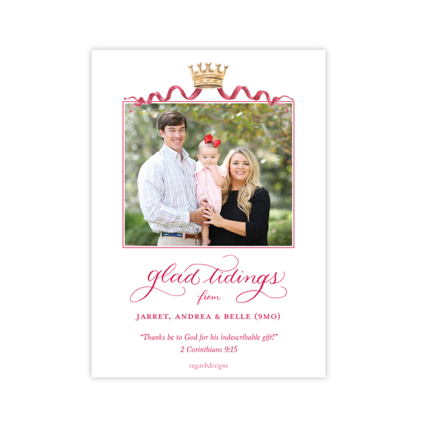 Royal Wreath Red Portrait Two Photo Christmas Card