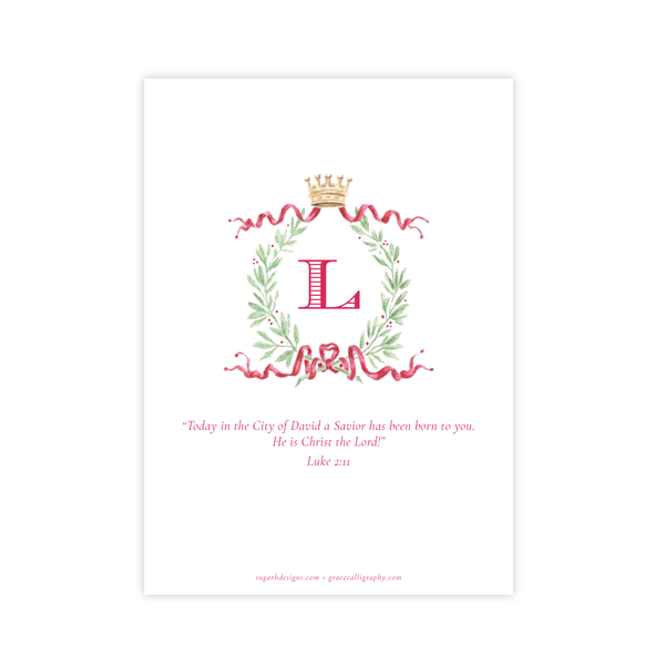 Royal Wreath Red Vertical Christmas Card