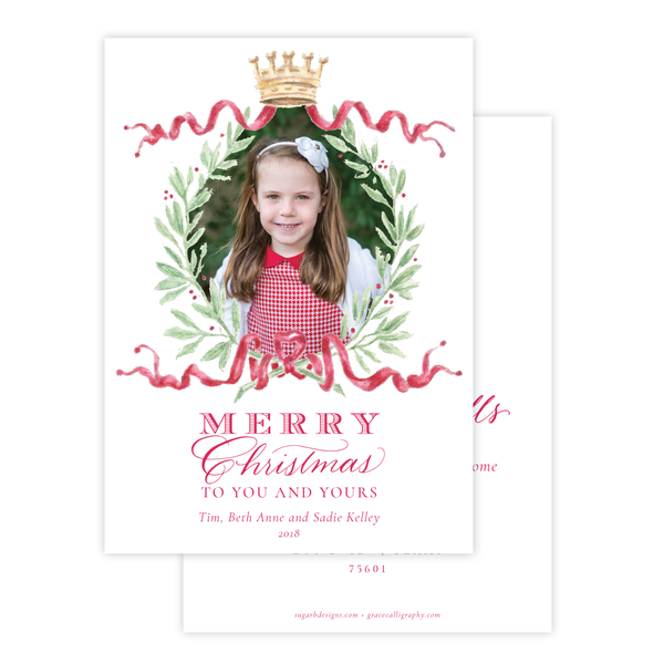 Royal Wreath Red Change of Address Christmas Card