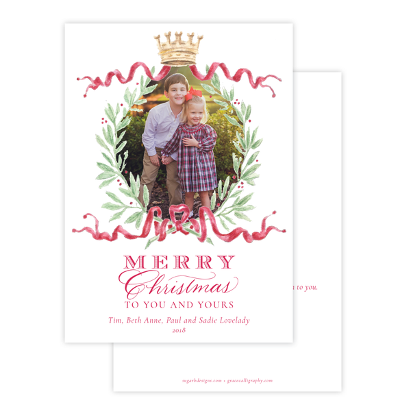Royal Wreath Red Vertical Christmas Card