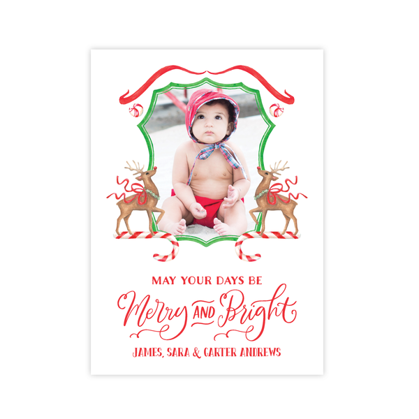 Rudolph's Delight Crest Photo Portrait Christmas Card