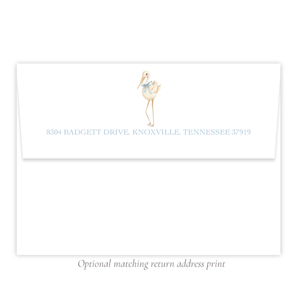 Sebastian Stork Blue Crest Landscape Birth Announcement