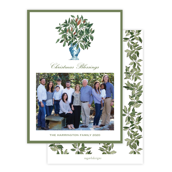 Southern Magnolia Vase Christmas Card Portrait