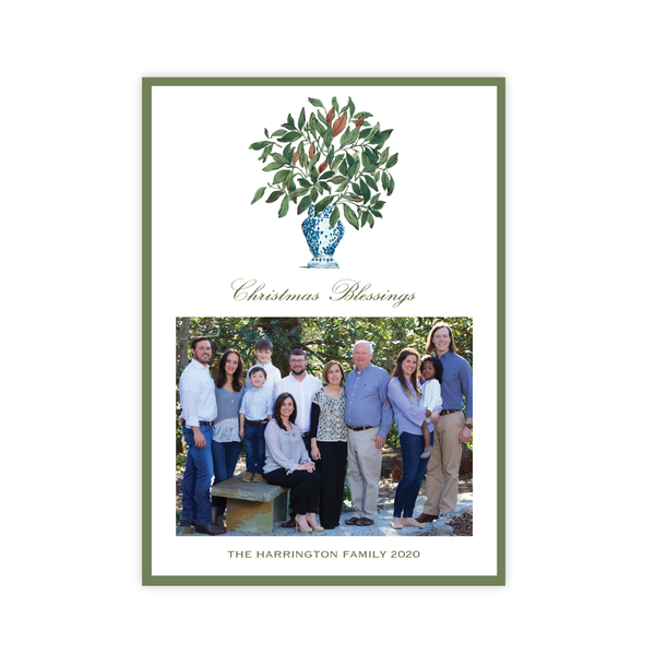 Southern Magnolia Vase Christmas Card Portrait