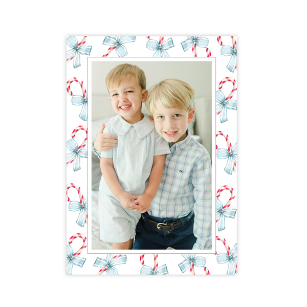 Sweet Treats Blue Border Christmas Card Portrait
