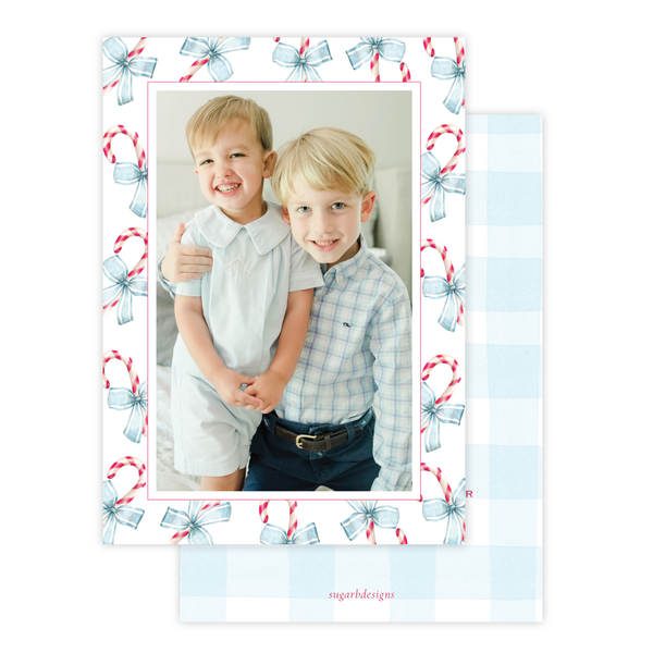 Sweet Treats Blue Border Christmas Card Portrait