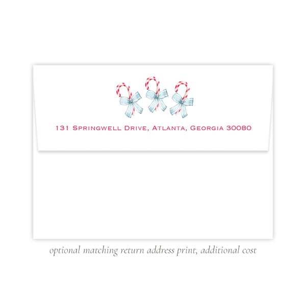 Sweet Treats Blue Border with photo on back Christmas Card Portrait