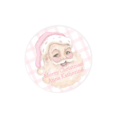 Sassy Santa Pink Round Sticker