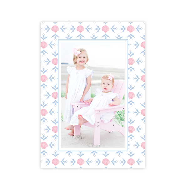Shell Celebration Vertical Pattern Photo on Back Christmas Card