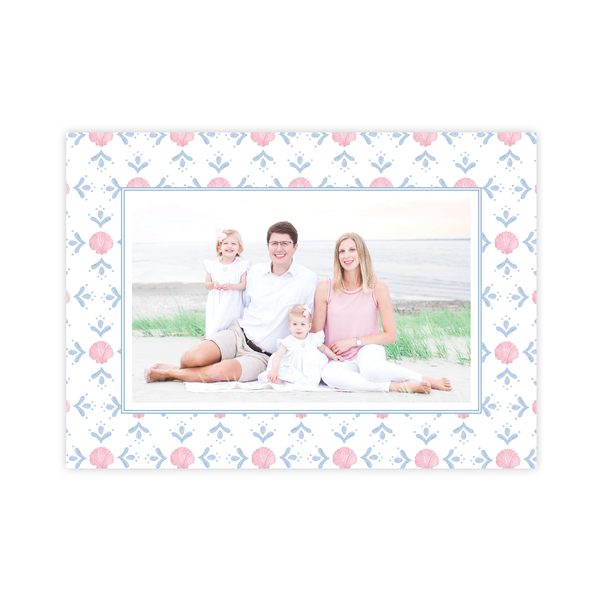 Shell Celebration Horizontal Pattern Photo on Back Christmas Card