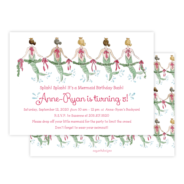 Splish, Splash Mermaid Birthday Invitation