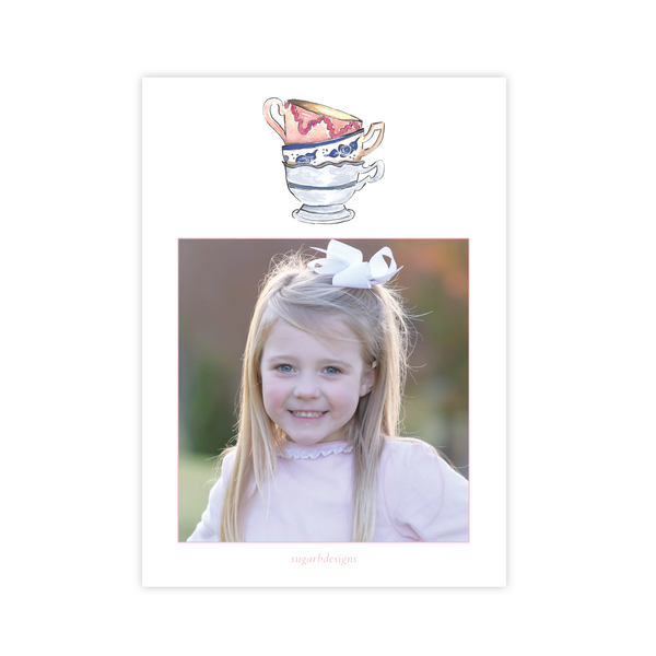 Stacked Teacups Birthday Invitation