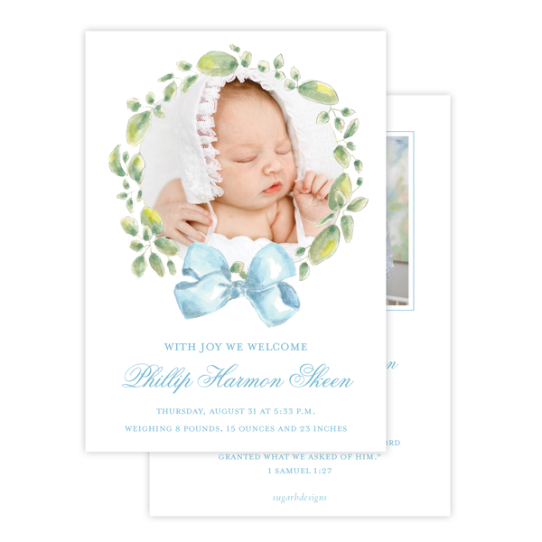 Strathmore Wreath Blue Birth Announcement