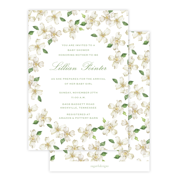 Thorp Dogwood Border Baby Shower Invitation