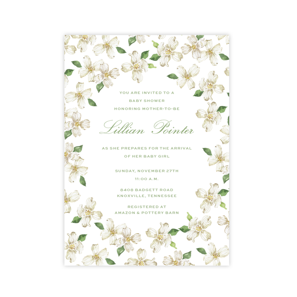 Thorp Dogwood Border Baby Shower Invitation